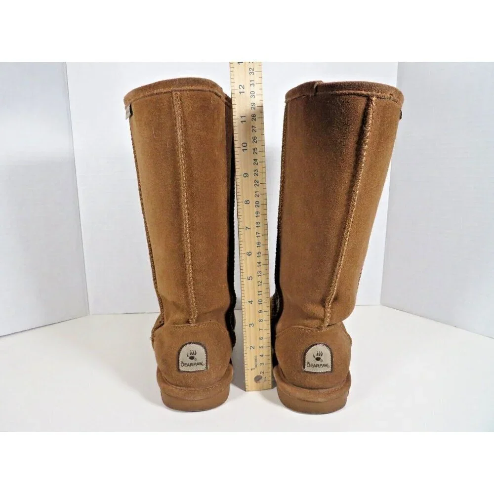 Bearpaw Women's Boots Sz 5 Emma Tall Tan Suede Winter Boots Casual Comfy Flats